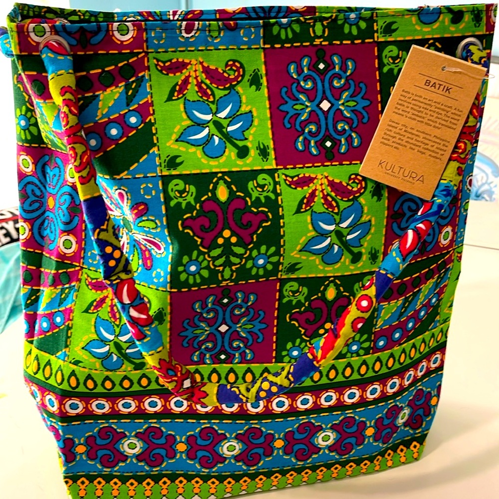 KULTURA batik market bag… Never used… Great colors… Photo measurements